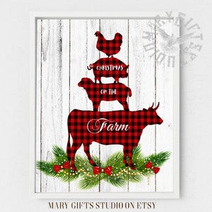 Christmas on the Farm Vintage Christmas Farm Animal Stack Christmas Animals Christmas Farm Sublimation Farm Print Holiday decor Gifts idea