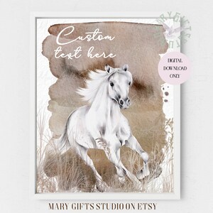 White Horse Aquarelle Cheval Imprimé Ferme Décor Cheval Art Cheval Blanc Peinture Mur Neutre Décor Nordique Impression Personnalisée Cheval Image