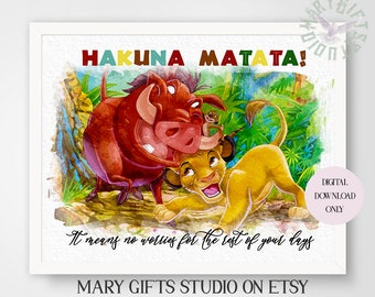 The Lion King,Collection Watercolour,Art Print Nursery,Wall Decor,Picture Poster,Lion King,Hakuna Matata,Simba print,Child gift,Baby gift