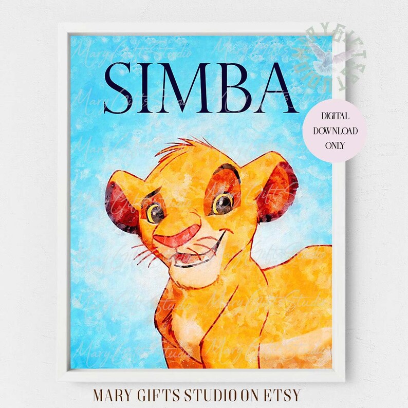 Lion King Watercolor Nursery Decor: Simba Family Prints (digital ...