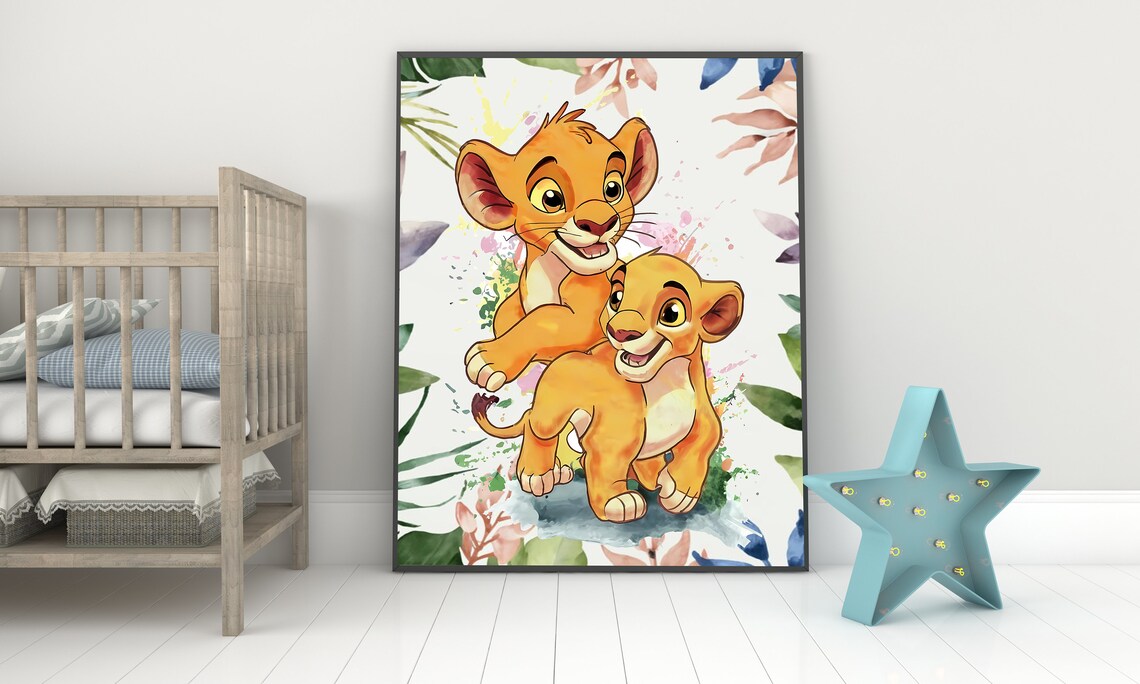 Simba & Nala the Lion King 1 Gift Picture Simba,art Print Nursery,wall ...