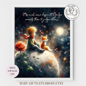 The Little Prince Poster, Little Prince and Fox, Nursery Decor, Prince Nursery Print, Nursery Poster, Kids Wall Art,Le Petit prince Poster