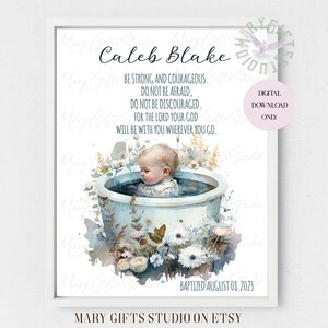 Baby Baptism Baptism Print Personalised Baptism Print Custom Name Baptism Print Baptism Gift Be Strong and Courageous Printable Baptism Gift