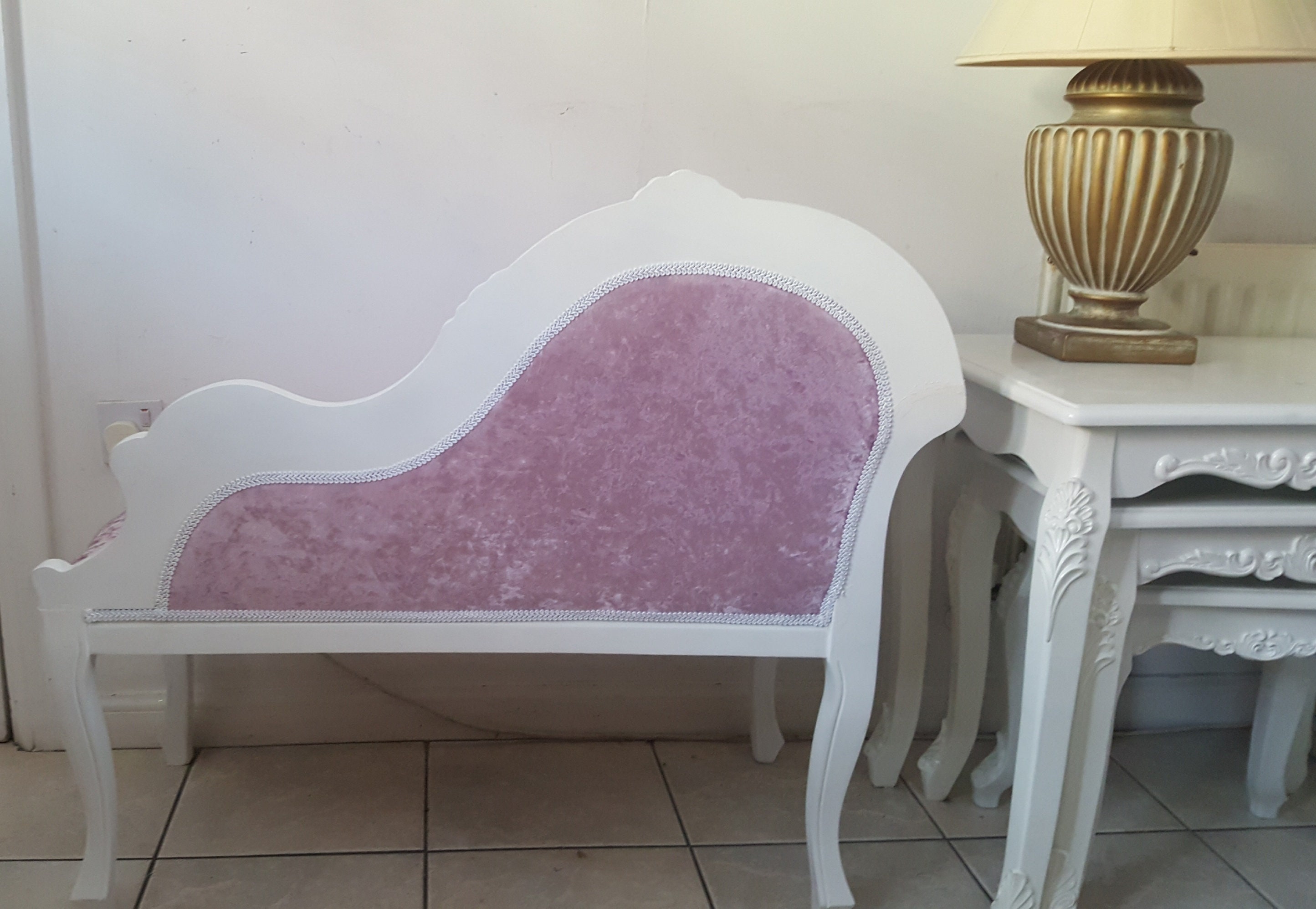 ANTIQUE BLUSH PINK Buttoned Bench Etsy UK