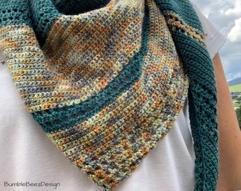 Asymmetrical Triangle Shawl Crochet Pattern, triangular shaped wrap | English & Dutch