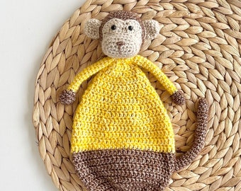 Monkey Baby Lovey Amigurumi Crochet Pattern, rag doll comforter jungle theme | PDF digital file | English & Dutch