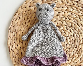 Hippo Baby Lovey Amigurumi Crochet Pattern, rag doll comforter | PDF digital file | English & Dutch