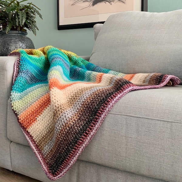 Easy Beginner Rainbow Blanket Crochet Pattern | PDF digital file | English & Dutch