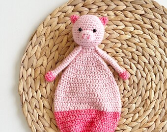 Pig Baby Lovey Amigurumi Crochet Pattern, rag doll comforter | PDF digital file | English & Dutch