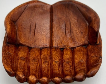 Hand-Carved Wooden Hands Bowl, Crystal & Jewelry Holder, Air Plant Display, Natural Wood Decor