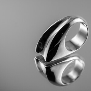Contemporary Geometric Ring: Bold, Unisex Design, Massive Modern Statement Jewelry, Size 6 3/4 image 3