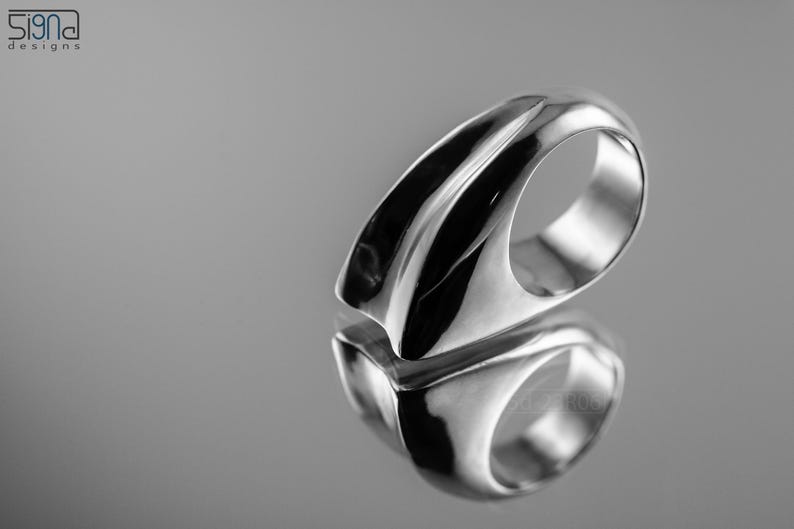 Contemporary Geometric Ring: Bold, Unisex Design, Massive Modern Statement Jewelry, Size 6 3/4 image 3