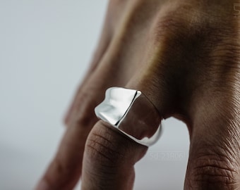 Contemporary Geometric Ring: Bold, Unisex Design, Massive Modern Statement Jewelry, Size 6 3/4
