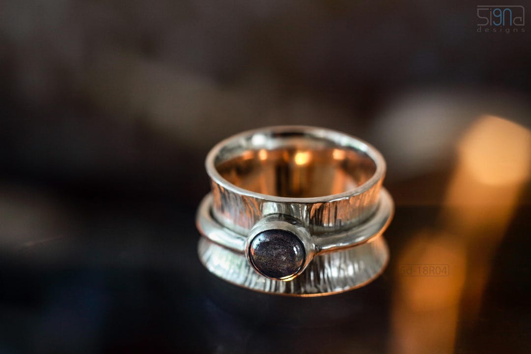 Labradorite Spinner Ring: Hammered Sterling Silver Fidget Jewelry, Size ...