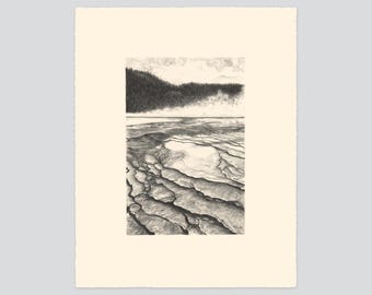 Grand Prismatic Spring, Yellowstone, Original Lithograph