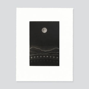 Moon and Lights, Original Mezzotint