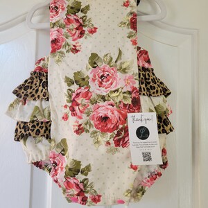 Floral and Leopard romper with bow