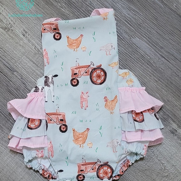 Farmyard ruffle romper girl