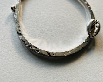 Sterling Silver Thick Bangle Orbit