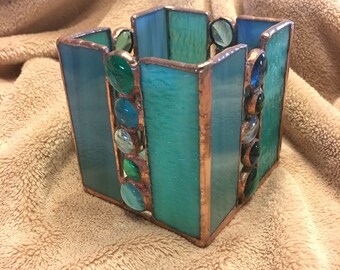Stained glass candle holder