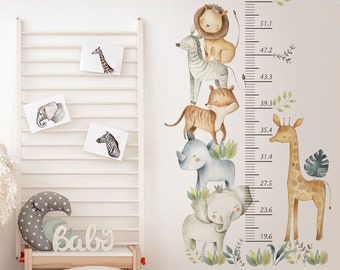 Safari Animals Growth Chart Wall Decals: Jungle Nursery Decor