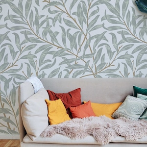 Willow Bough William Morris entfernbare Tapete | Selbstklebend | geklebt | Wandbild | Temporär | Feature Wand