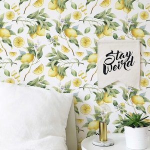 Carta da parati Lemon Tree / Carta da parati autoadesiva rimovibile / Murale incollato per decorazioni temporanee da parete