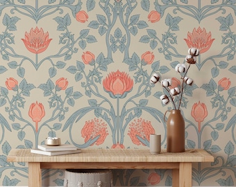 Papel de Parede Autoadesivo William Morris Vintage Flowers - Mural de Parede Botânico