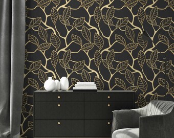 3D Gold Leaf Art Deco Removable Wallpaper Mural