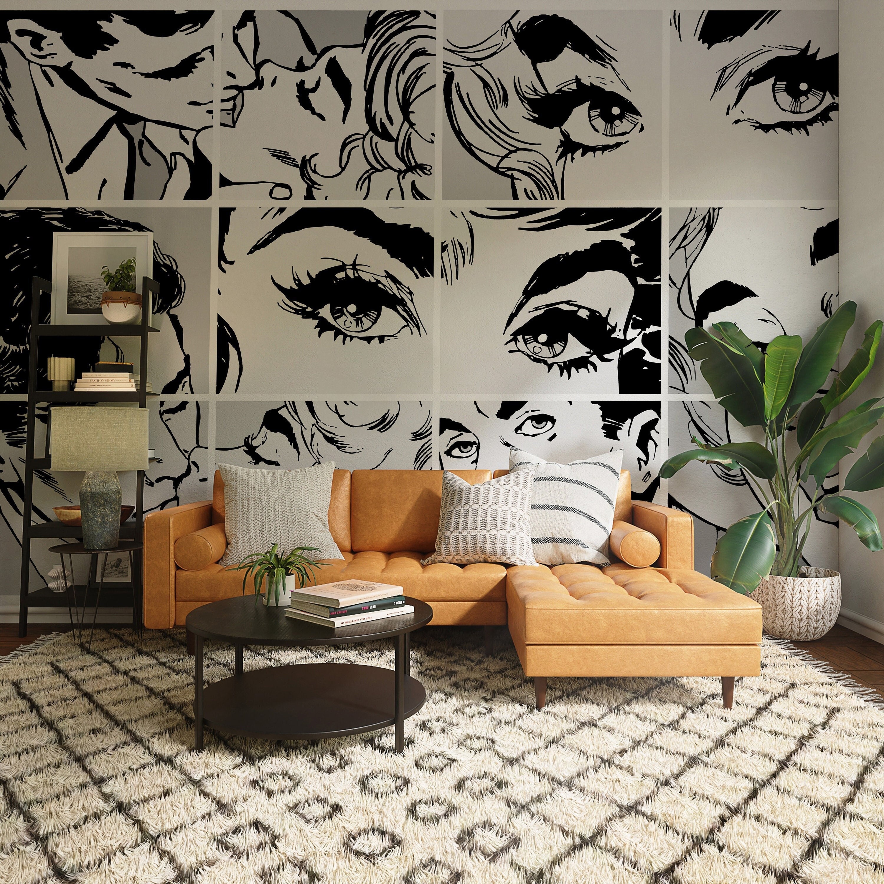 Black & White Pop Art Wall Mural Self Adhesive Removable - Etsy