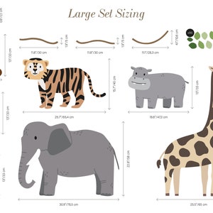 Large Safari Animals and Monkey Wall Decals, Jungle Animal Wall Stickers, Nursery Wall Decals, Repositionable Jungle Wall Decals zdjęcie 8