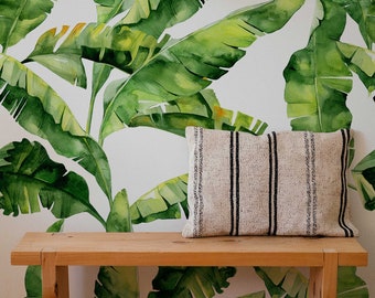 Tropical Removable Wallpaper | Banana Leaves Wallpaper | Modern Wallpaper | Peel and Stick Wallpape | Self-adhesive Wallpaper