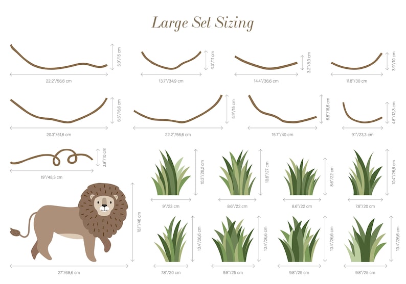 Large Safari Animals and Monkey Wall Decals, Jungle Animal Wall Stickers, Nursery Wall Decals, Repositionable Jungle Wall Decals zdjęcie 9