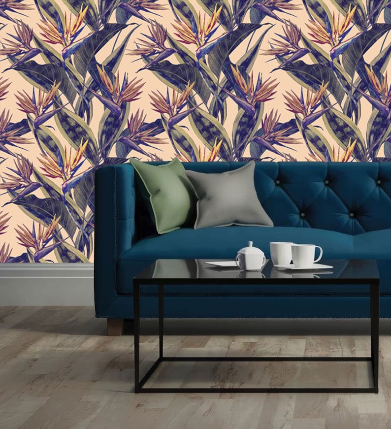 Watercolor tropical flowers wallpaper Tapestries Wall decor Tapestry Home decor Wall Art