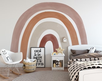 Watercolor Rainbow Wall Decal: Boho Kids Room Decor