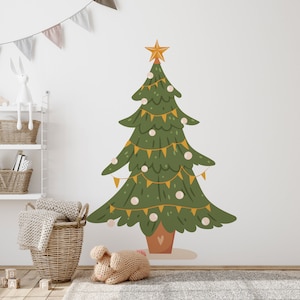 Christmas Tree Wall Decal | Large Christmas Tree Wall Sticker Christmas Decoration | Reusable and Removable Wall Decals