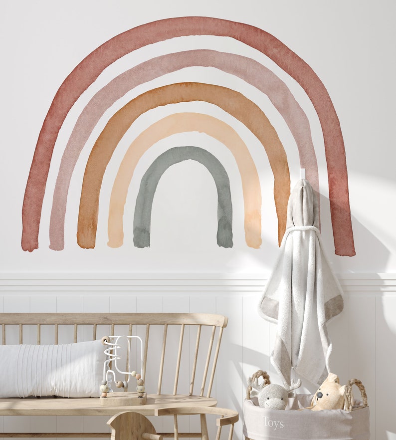 Boho Rainbow Wall Decal: Neutral Nursery Decor, Peel and Stick - Etsy