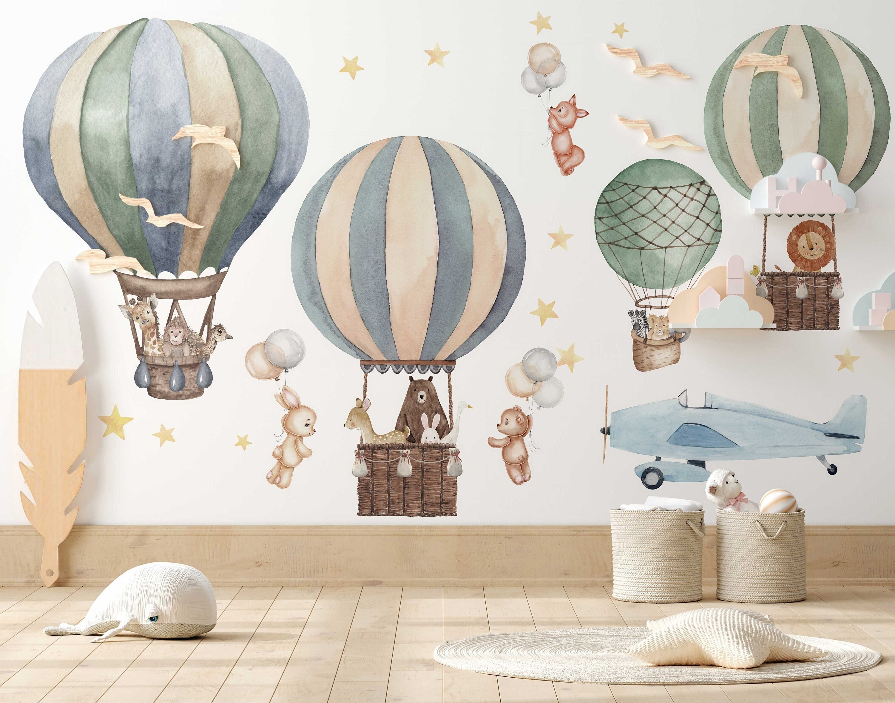 Colorful Hot Air Balloon Wall Sticker for Playful Kids Rooms - Etsy