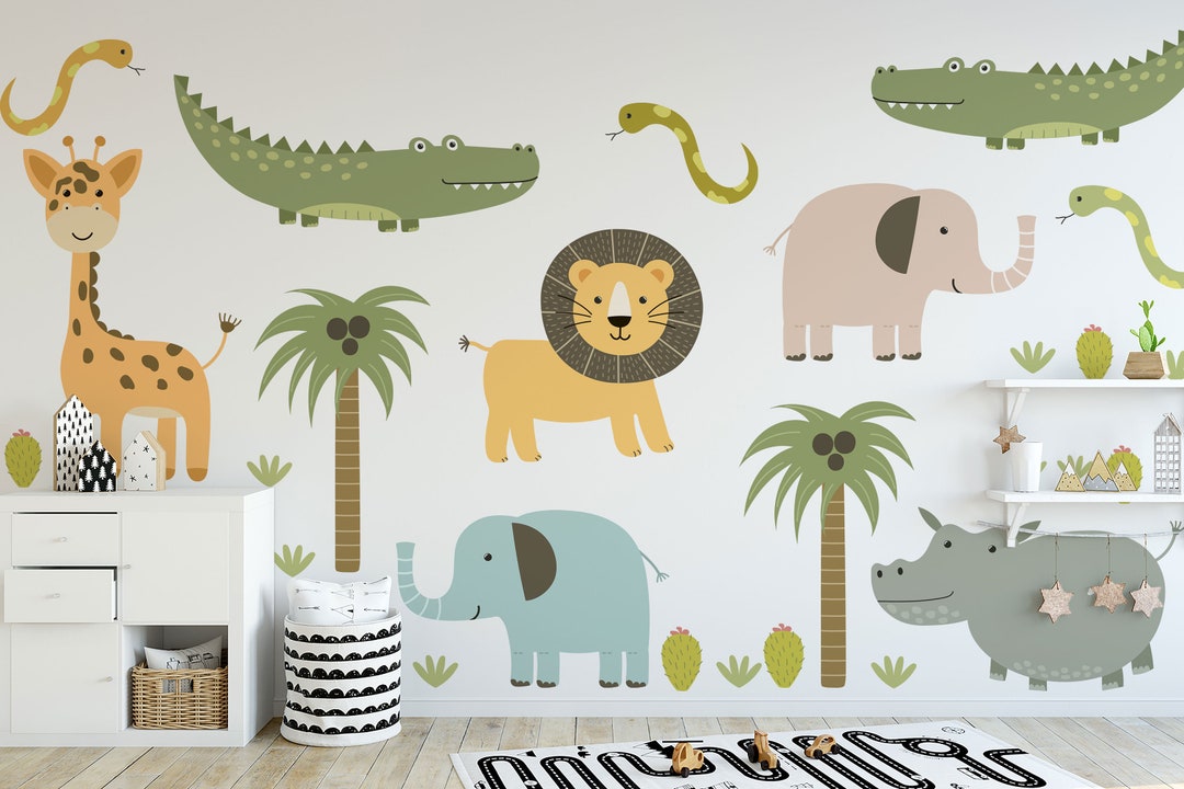 Safari Animals Wall Decal: Peel and Stick Kids Room Decor - Etsy