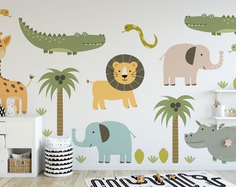 Safari Animals Wall Decal: Peel and Stick Kids Room Decor