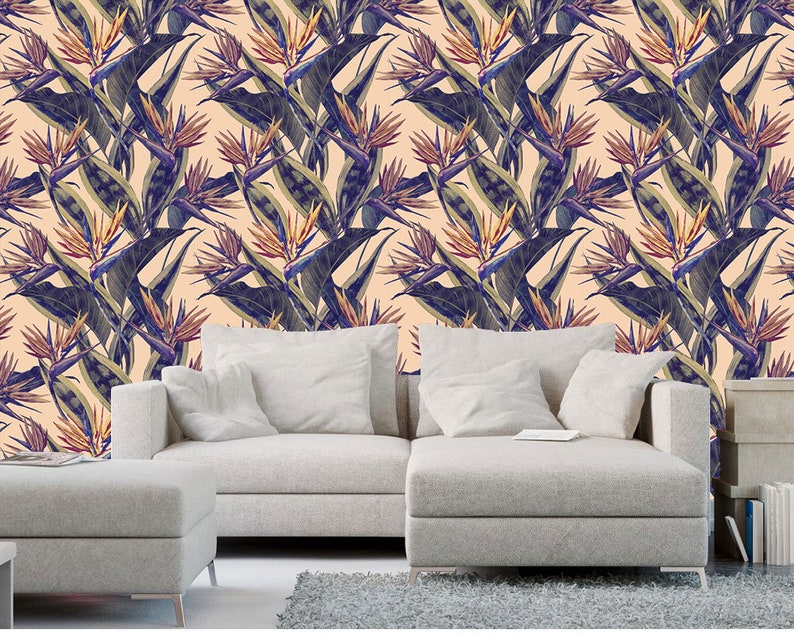 Watercolor tropical flowers wallpaper Tapestries Wall decor Tapestry Home decor Wall Art