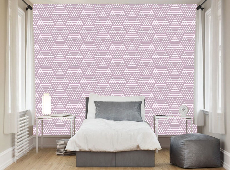 Wall Art Tapestries 36 violet triangles pattern self adhesive removable wallpaper| Wall hangings Home decor Wall decor