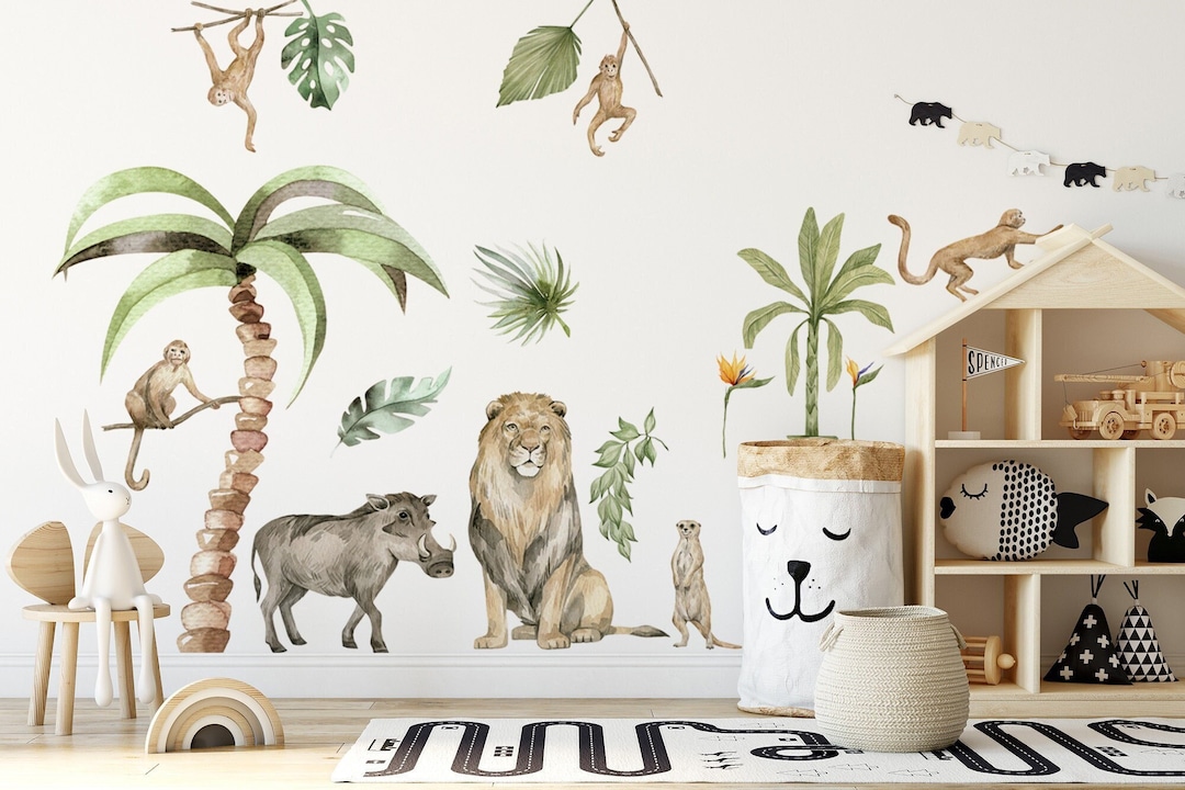 Jungle Animal Wall Stickers: Repositionable Nursery Decals for Your ...