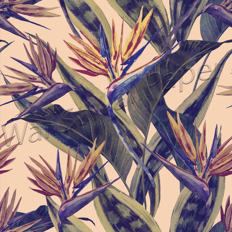 Watercolor tropical flowers wallpaper Tapestries Wall decor Tapestry Home decor Wall Art