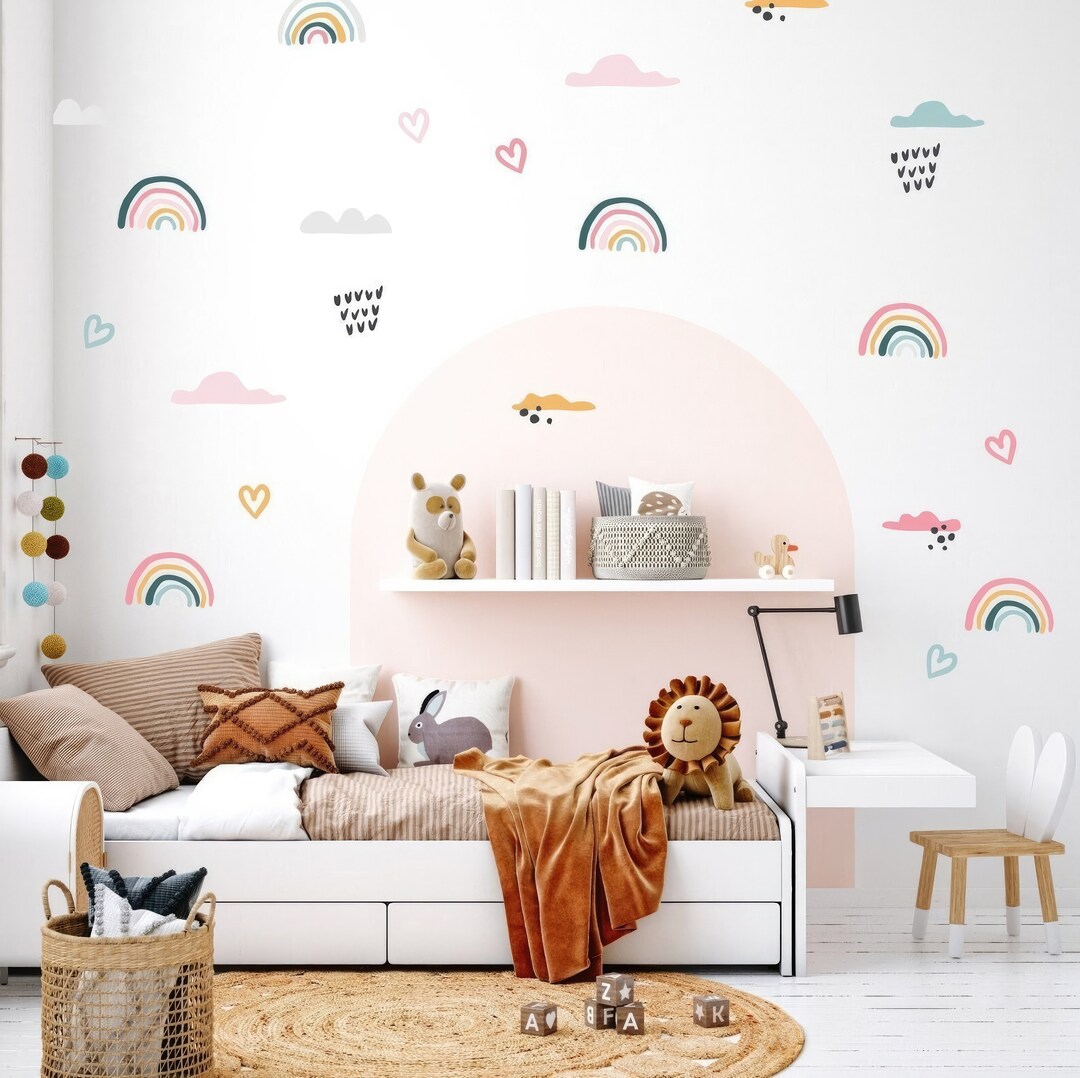 Rainbow Wall Decals - Hand Drawn Rainbow Wall Sticker, Boho Rainbow ...