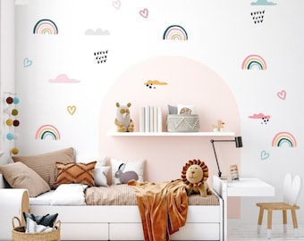 Large Rainbow Wall Decals Hand Drawn Rainbow Wall Sticker, Boho Rainbow ...
