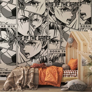 Manga Anime Football | Peel and Stick Wallpaper | Pattern Removable