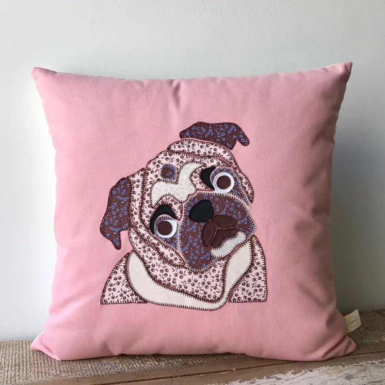 Pug pillow Dog pillow Pink cushion. Etsy