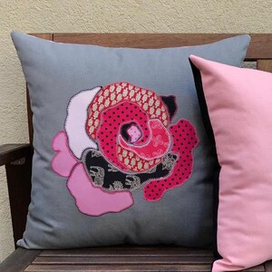 Rose Pillow, Floral cushion.