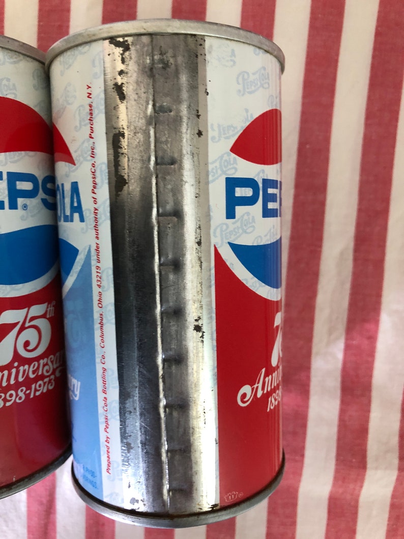 Set of 2 1973 Pepsi Cola Soda Tin Cans Pull Tab Opened 75th Etsy